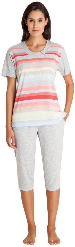 Hajo Pyjama Damen Capri Schlafanzug (2 tlg) Modisches Design von Hajo