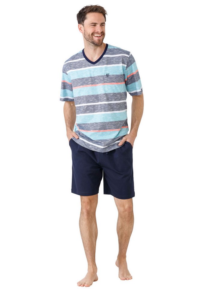 Hajo Pyjama Herren-Shorty Single-Jersey Streifen von Hajo