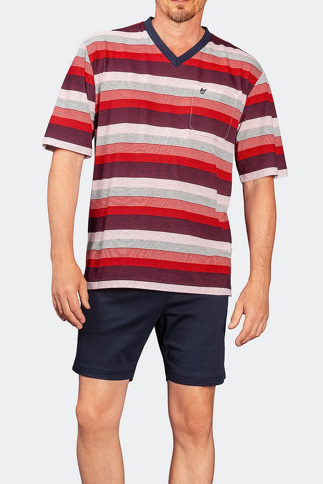 Hajo Pyjama Klima Light kurzer Herren Schlafanzug (2 tlg) Zweiteiler V-Ausschnitt Logo Stickerei von Hajo