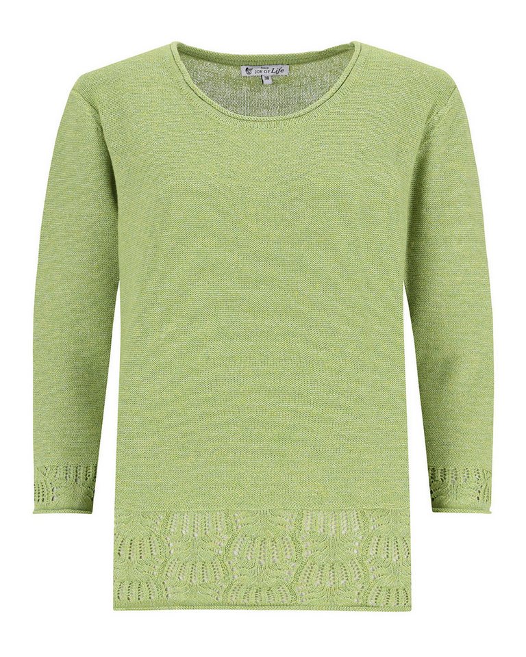 Hajo Rundhalspullover Pullover Moulinéoptik 3/4 Arm von Hajo