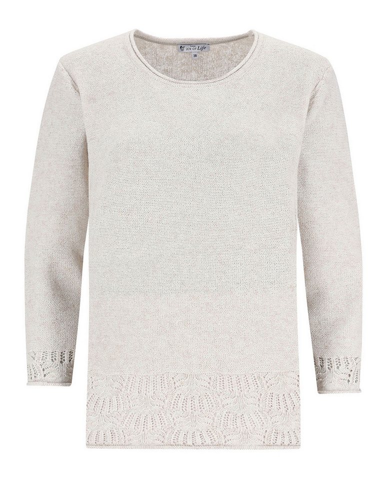 Hajo Rundhalspullover Pullover Moulinéoptik 3/4 Arm von Hajo