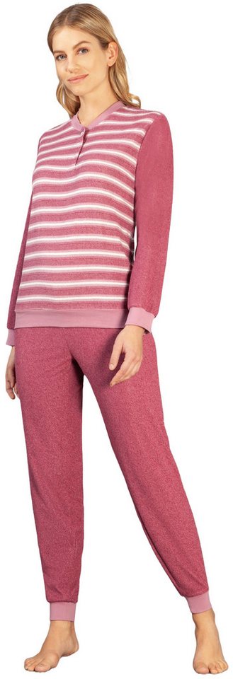 Hajo Schlafanzug Damen Frottee Pyjama (2 tlg) Modisches Design von Hajo