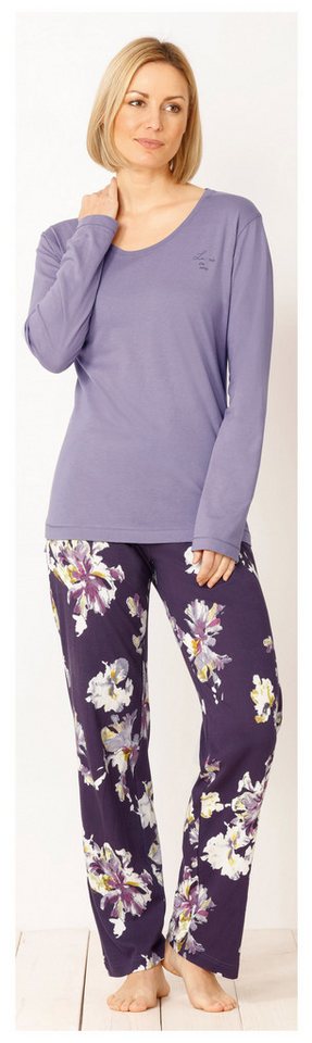 Hajo Schlafanzug Damen Pyama lang (2 tlg) Florales Design von Hajo