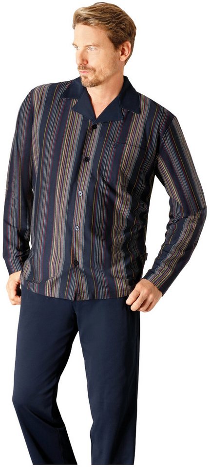 Hajo Schlafanzug Herren Pyjama geknöpft (2 tlg) Klima Komfort von Hajo