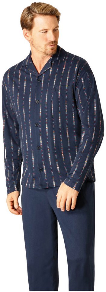 Hajo Schlafanzug Herren Pyjama geknöpft (2 tlg) Modisches Design von Hajo