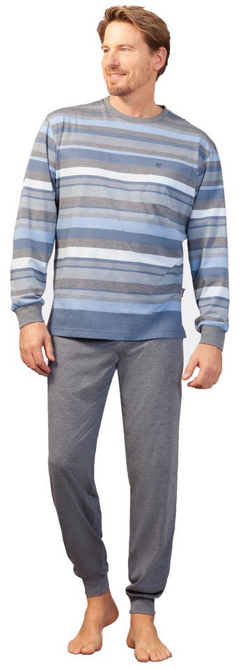 Hajo Schlafanzug Herren Pyjama lang (2 tlg) Atmungsaktiv von Hajo