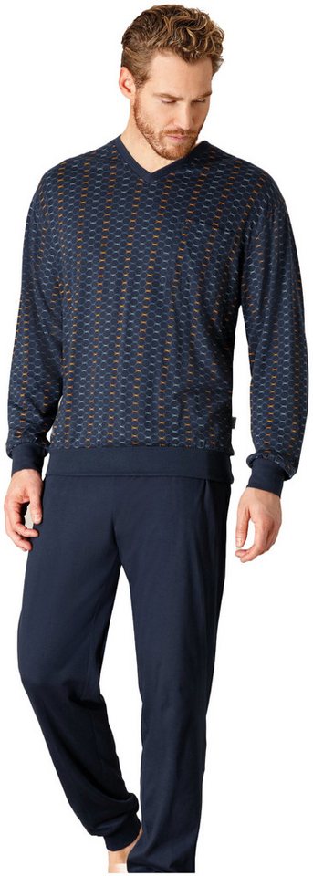 Hajo Schlafanzug Herren Pyjama mit Bündchen (2 tlg) Modisches Design von Hajo