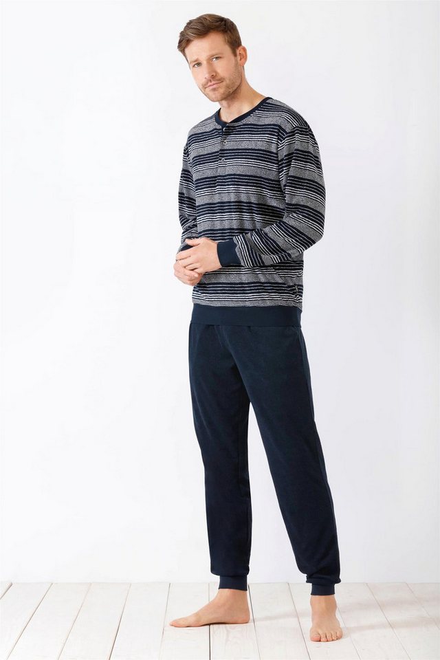 Hajo Schlafanzug Herren Schlafanzug mit Bündchen Klima-Frottee von Hajo