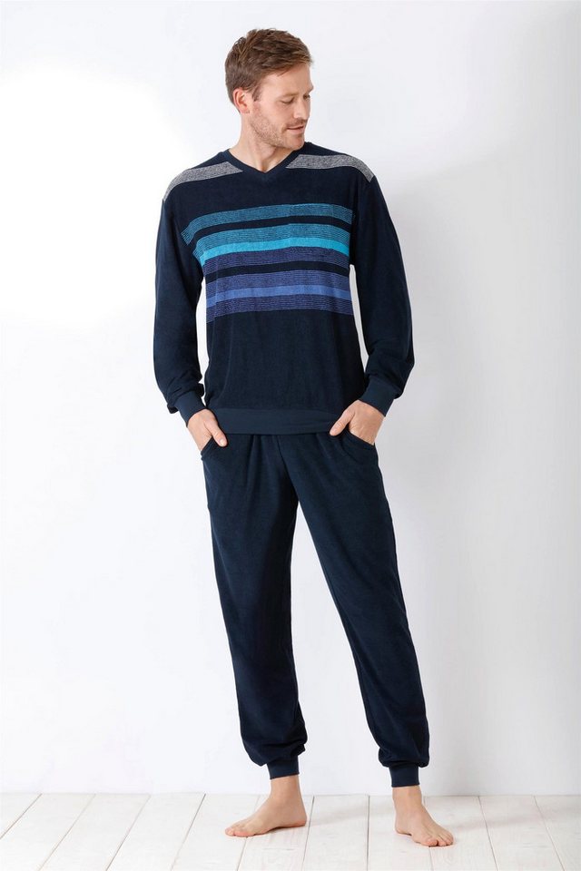 Hajo Schlafanzug Herren Schlafanzug mit Bündchen Klima-Frottee von Hajo