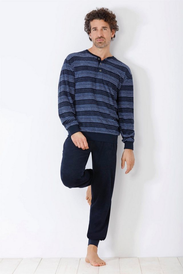 Hajo Schlafanzug Herren Schlafanzug mit Bündchen Klima-Frottee von Hajo