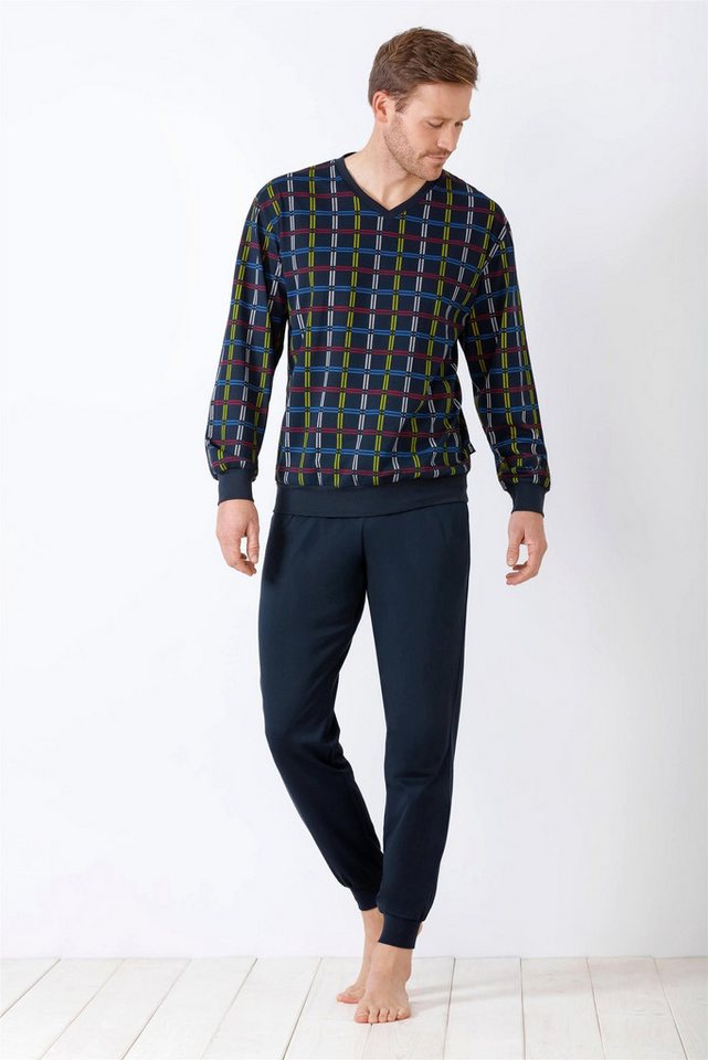 Hajo Schlafanzug Herren Schlafanzug mit Bündchen Klima Komfort® DAS ORIGINAL Single Jer von Hajo