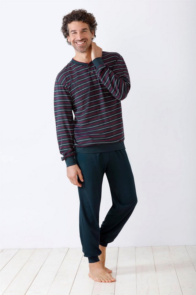 Hajo Schlafanzug Herren Schlafanzug mit Bündchen Klima Komfort® DAS ORIGINAL Single Jer von Hajo