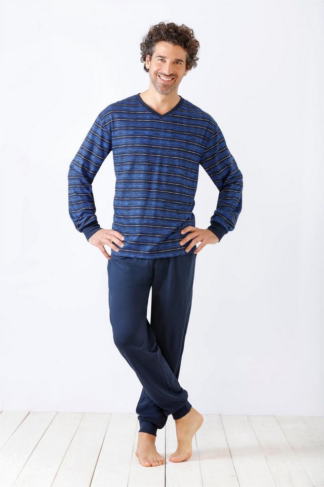 Hajo Schlafanzug Herren Schlafanzug mit Bündchen Klima-Light® Single Jersey von Hajo