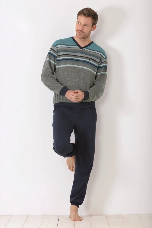 Hajo Schlafanzug Herren Schlafanzug mit Bündchen Klima-Light® Single Jersey von Hajo