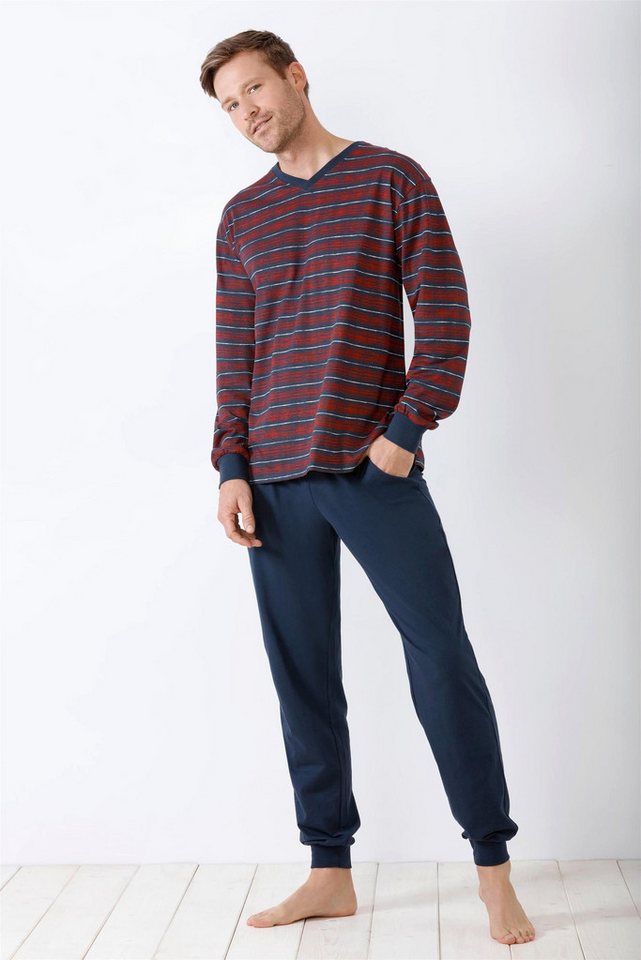 Hajo Schlafanzug Herren Schlafanzug mit Bündchen Klima-Light® Single Jersey von Hajo