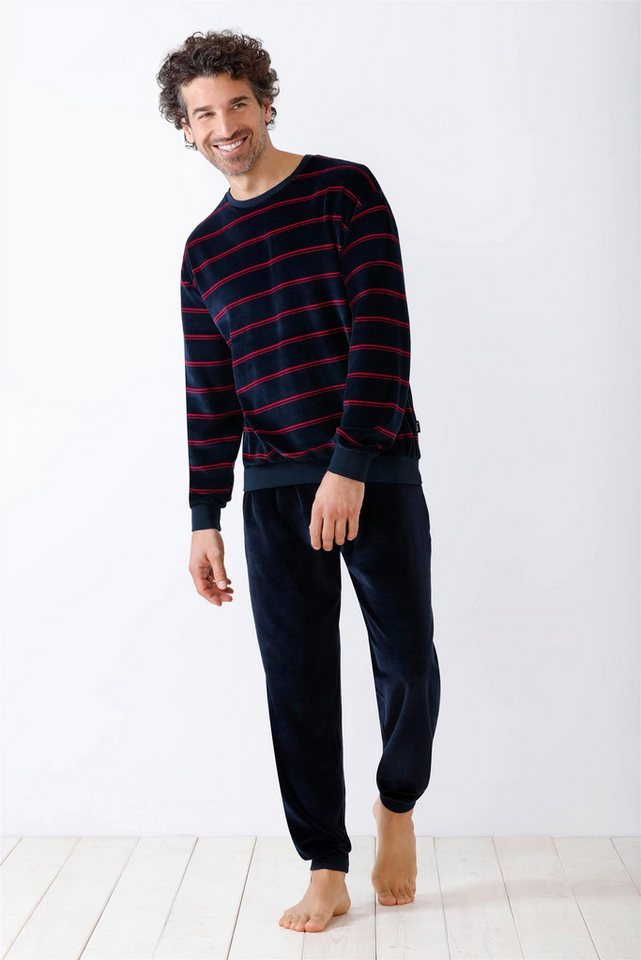 Hajo Schlafanzug Herren Schlafanzug mit Bündchen Nicki von Hajo