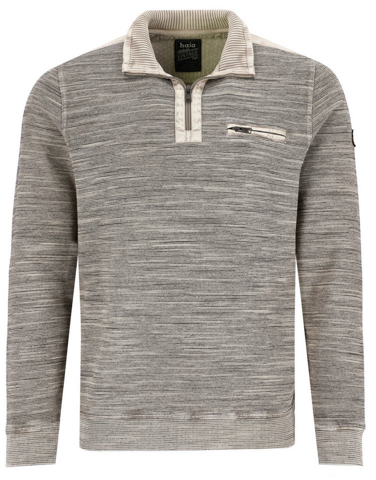 Hajo Sweatshirt Herren Sweat mit Troyerkragen (1-tlg) Modisches Design von Hajo