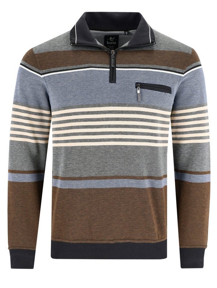 Hajo Sweatshirt Herren Sweatshirt mit Reißverschluss (1-tlg) Bügelfrei Atmungsaktiv von Hajo