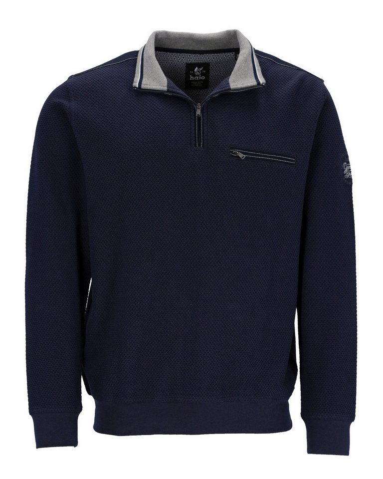 Hajo Sweatshirt Sweatshirt mit Troyerkragen in Alloverstruktur - stay fresh-Qualität von Hajo