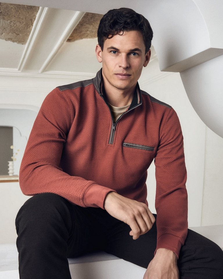 Hajo Sweatshirt Sweatshirt mit Troyerkragen in Alloverstruktur - stay fresh-Qualität von Hajo