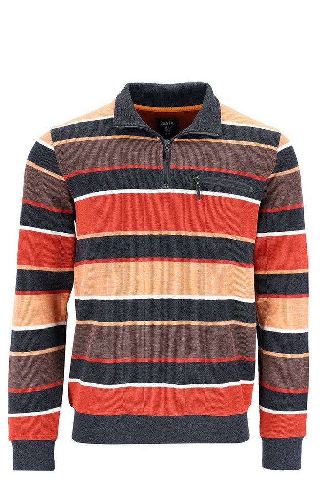 Hajo Sweatshirt Troyer-Sweatshirt mit Streifen in Flammengarn von Hajo