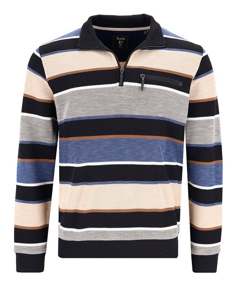 Hajo Sweatshirt Troyer-Sweatshirt mit Streifen in Flammengarn von Hajo