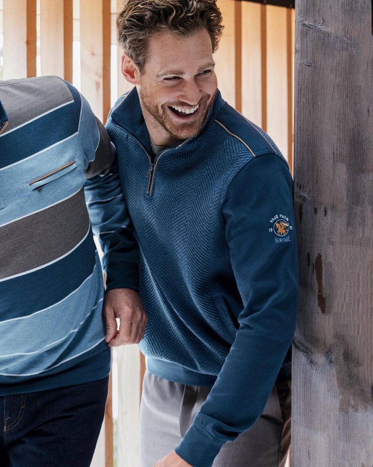 Hajo Sweatshirt strukturiertes Sweatshirt mit Kängurutaschen von Hajo