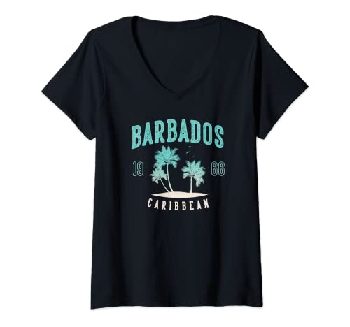 Damen Barbados Karibik T-Shirt mit V-Ausschnitt Damen Barbados Karibik T-Shirt mit V-Ausschnitt von HakeDesign: Barbados