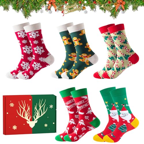 Socken Weihnachten 5 Paare, Weihnachtssocken Damen Herren Geschenk für Frauen Männer Mama Oma Mädchen Sie Lustige Socken Winter Warmen Familien Weihnachtssocken Weihnachtsmann EU Größe 37-42 Socken Weihnachten 5 Paare, Weihnachtssocken Damen Herren Geschenk für Frauen Männer Mama Oma Mädchen Sie Lustige Socken Winter Warmen Familien Weihnachtssocken Weihnachtsmann EU Größe 37-42 von Hakiwina