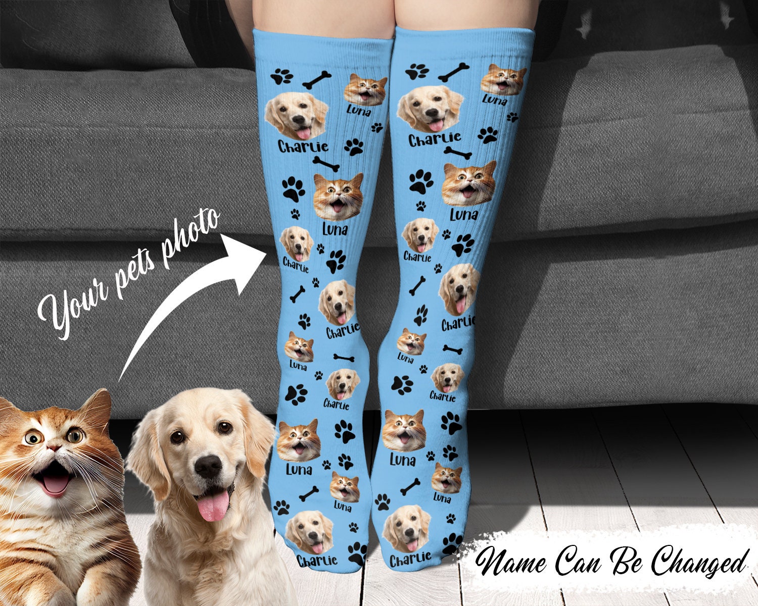 Schönes Haustier Bild Hochladen - Personalisierte Foto Crew Socken, Benutzerdefinierte Socken-Benutzerdefinierte Hundesocken-Benutzerdefinierte von HakkiAsanStudio