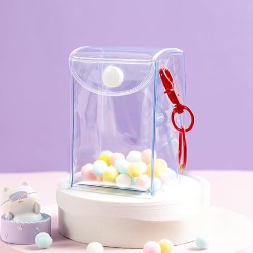 Transparente PVC-Display-Tasche für Blindbox-Puppe, tragbare Sammelfiguren-Aufbewahrungstasche mit Schlüsselanhänger, Mini-Plüschtier-Schutzhülle (Puppe nicht im Lieferumfang enthalten), Rot, Größe L von Haklein