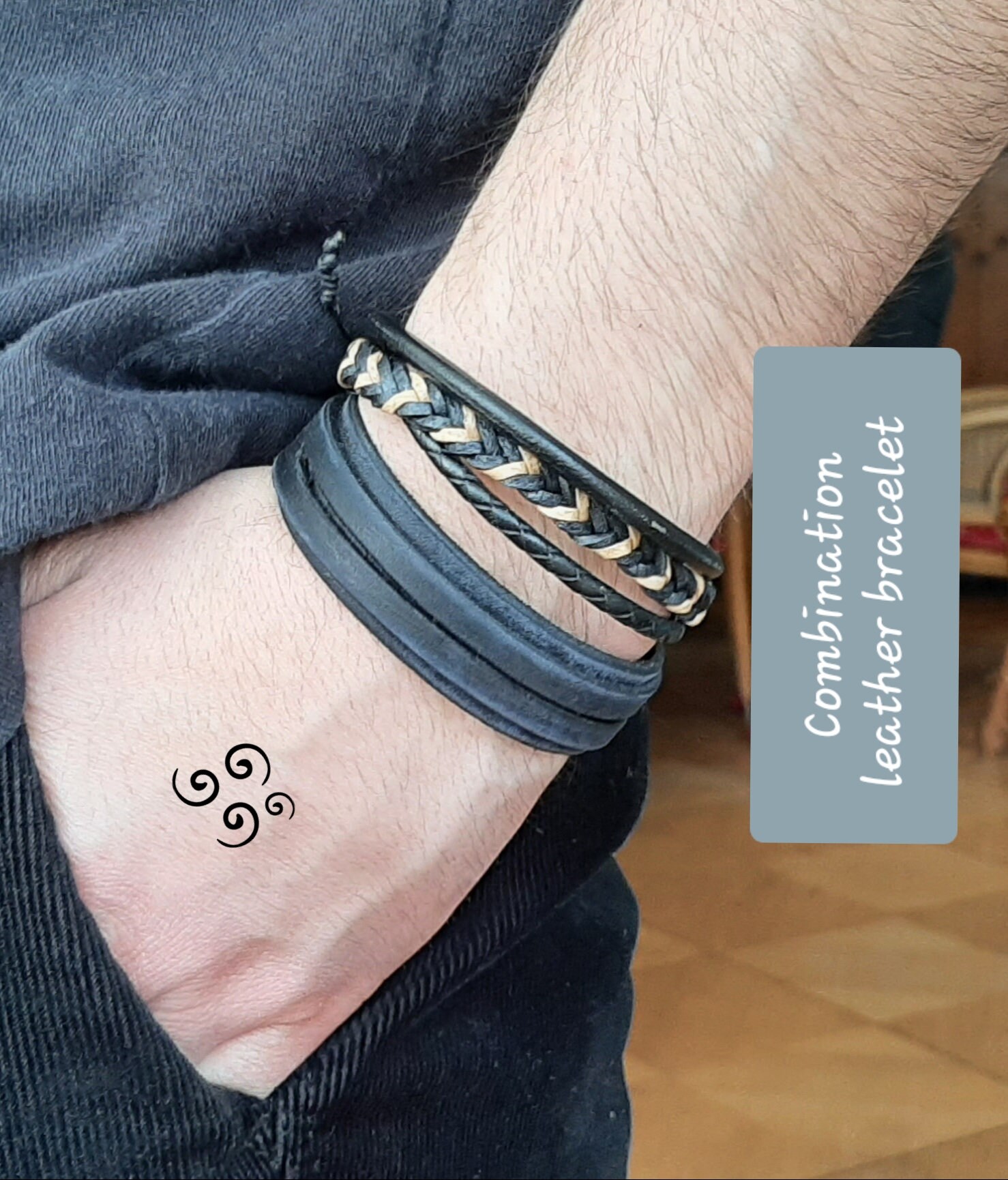 Kombi Lederarmband, Unisex Handgefertigtes Lederarmband Für Meine Liebe Kombi Lederarmband, Unisex Handgefertigtes Lederarmband Für Meine Liebe von HakujiLeather