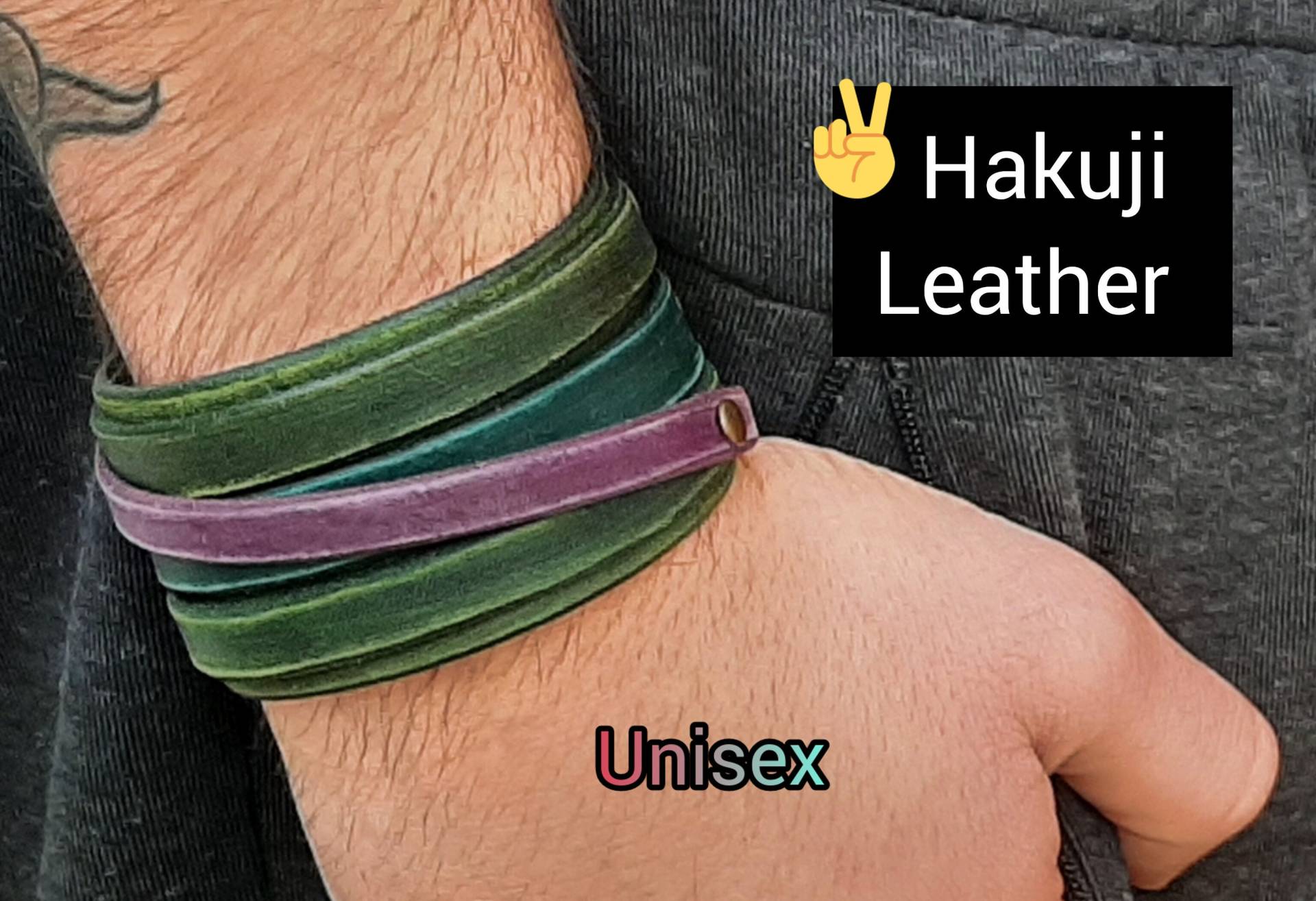 Unisex-Lederarmband, Handgemachtes Lederarmband, Leder, Grünes Naturlederarmband Unisex-Lederarmband, Handgemachtes Lederarmband, Leder, Grünes Naturlederarmband von HakujiLeather