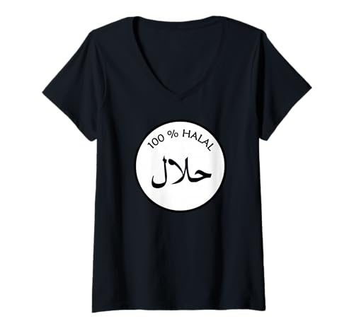 Damen Lustiges 100% Halal T-Shirt T-Shirt mit V-Ausschnitt von Halal Tees