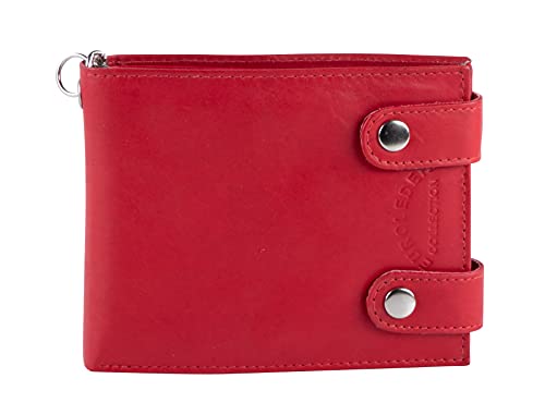 Halal-Wear Bikerbörse Portmonee mit Kette Lederbörse Ledergeldbörse Herrenbörse Brieftasche Bikerwallet Schwarz Querformat 2186 (Rot) von Halal-Wear