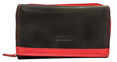 Halal-Wear Franko Damen Geldbörse Geldtasche Voll Leder 17 x 9,5 x 3,5 cm XXL Frauen Portemonnaie Portmonee Franko 381 Rot von Halal-Wear