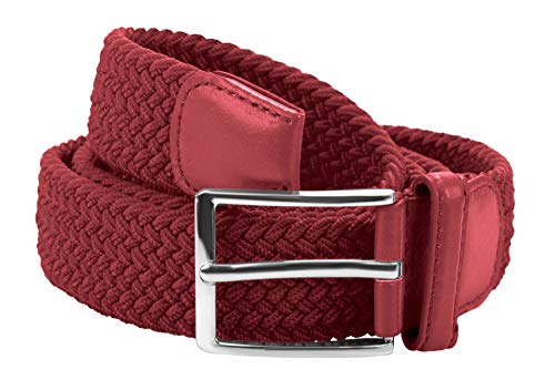 Halal-Wear Komfortabel Elastische Geflochtener Stretch Gürtel - Stretchbelt - Stoffgürtel - Flecht mit pu Leder für Damen und Herren (Weinrot) von Halal-Wear