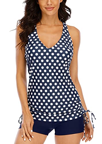 Halcurt Badeanzüge für Frauen Tankini Polka Dot Badeanzug Set Boyshorts XL von Halcurt