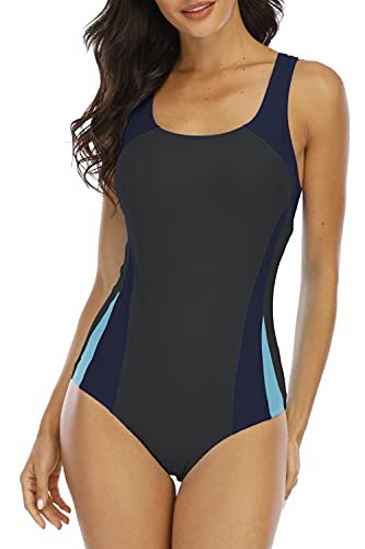 Halcurt Badeanzug Damen Bauchweg Einteiler Figurformend Schwimmanzug Sport Bademode Sexy Push Up Swimsuit S von Halcurt