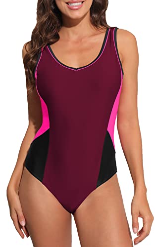 Halcurt Badeanzug Damen Bauchweg Einteiler Figurformend Schwimmanzug U-Rücken Sport Bademode Sexy Push Up Swimsuit L von Halcurt