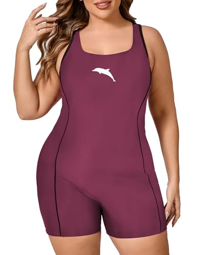 Halcurt Badeanzug Damen Sport Große Größen Bauchweg Einteiliger Badeanzüge U Ausschnitt Schwimmanzug Bademode Swimsuit 1X von Halcurt