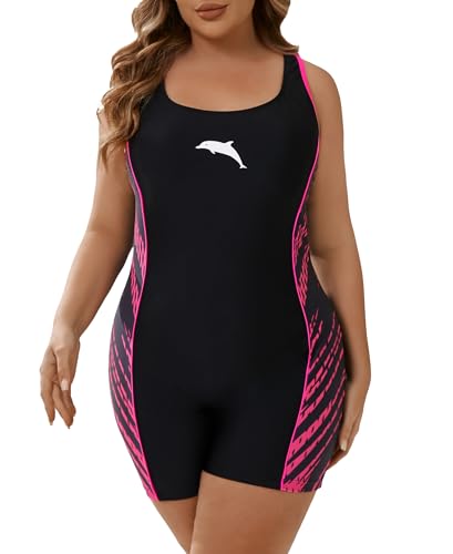 Halcurt Badeanzug Damen Sport Große Größen Bauchweg Einteiliger Badeanzüge U Ausschnitt Schwimmanzug Bademode Swimsuit 3X von Halcurt