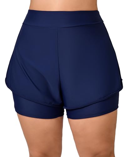 Halcurt Badeshorts Damen Übergröße Badehose Schnell Trocknende Boardshorts Locker Strand Schwimmhose Surf Schwimmshorts 4X von Halcurt