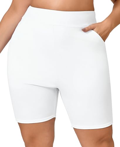 Halcurt Badeshorts Damen Übergröße mit Taschen Badehose Schnell Trocknende Boardshorts High Waist Schwimmshorts Surf Strand Schwimmhose 1X von Halcurt