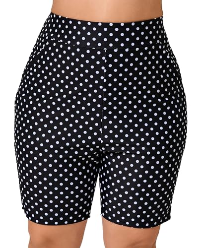 Halcurt Badeshorts Damen Übergröße mit Taschen Badehose Schnell Trocknende Boardshorts High Waist Surf Schwimmshorts Strand Schwimmhose 1X von Halcurt