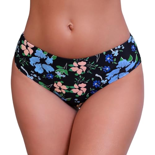 Halcurt Bikinihose Damen Mittelhohe Bund Badehose Schnell Trocknende Schwimmhose Strand Surf Bikini Hose XL von Halcurt