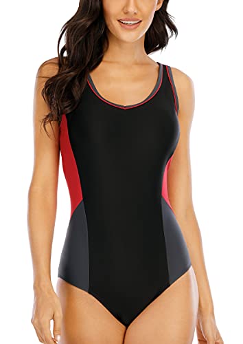 Halcurt Einteilig Sport Schwimmanzug für Damen Badeanzug Racerback Push Up Figurformend Bauchweg von Halcurt