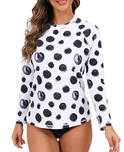 Halcurt Damen Langarm UV Shirt Rash Guard mit BH UPF 50+ Sonnenschutz Badeshirt Bademode Schnell Trocknender Schwimmshirt XL von Halcurt
