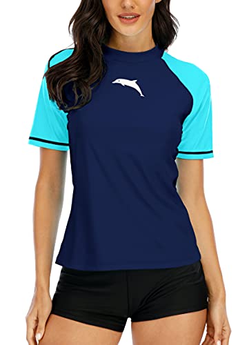 Halcurt Damen Rash Guard Bademode für Schwimmen Surfen Tauchen Sport Badeanzug Kurzarm UV-Schutz von Halcurt