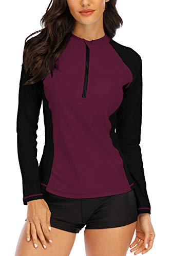 Halcurt Damen Rashguard UV Bekleidung, Swim Shirt, Langärmelige Badeshirt Badenmode Tankini von Halcurt